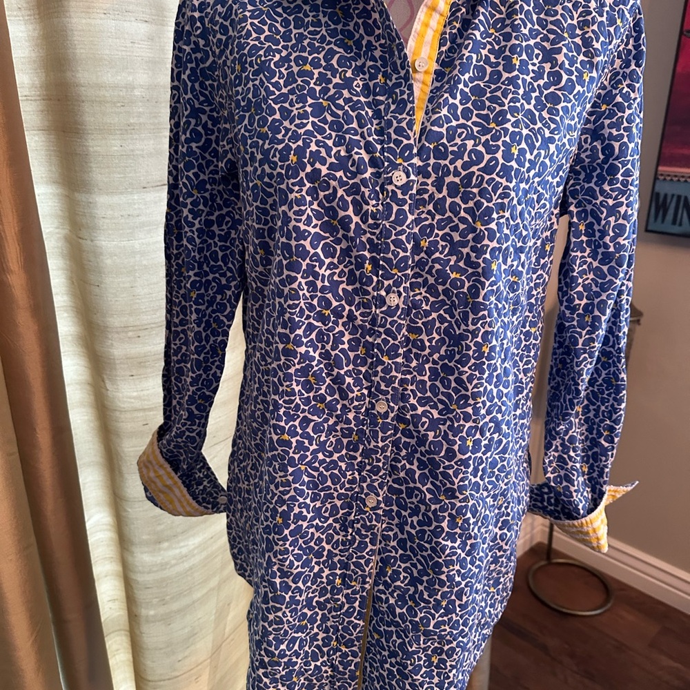 J. McLaughlin Elegant Blue Patterned Button Down … - image 5